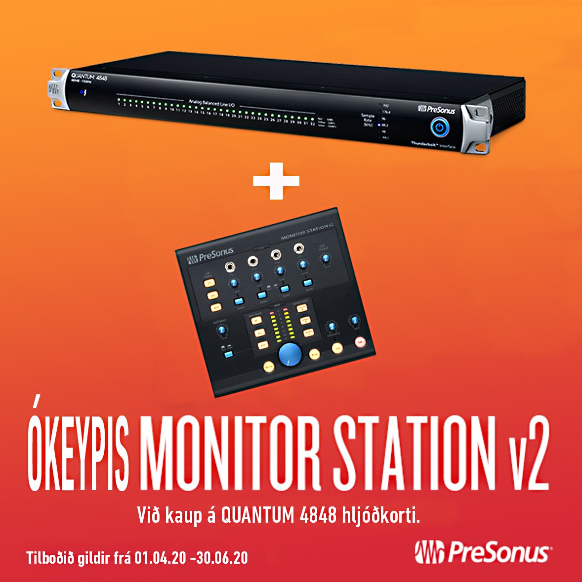 Kauptu Presonus Quantum 4848 hljóðkort og fáðu Monitor Station ókeypis með!