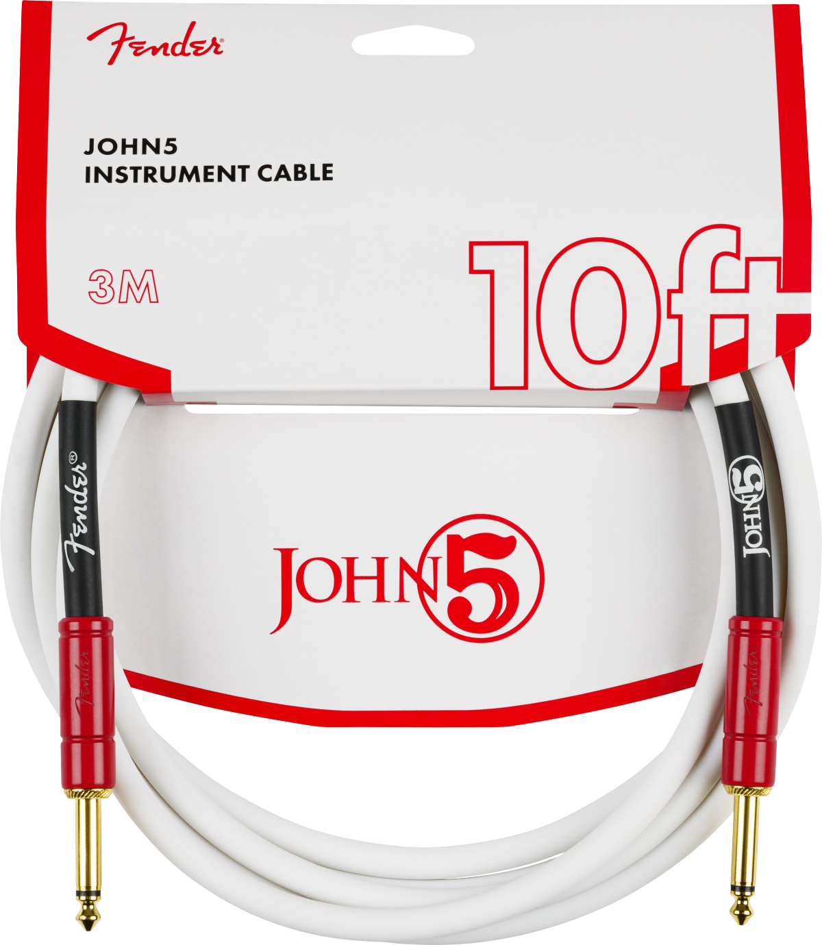 John 5 Instrument Cable White/Red 10ft